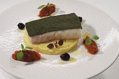 Culinary Arts: Basil-crusted cod with crushed potatoes and tomato concassé