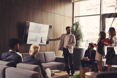 Illustration of team members during a meeting