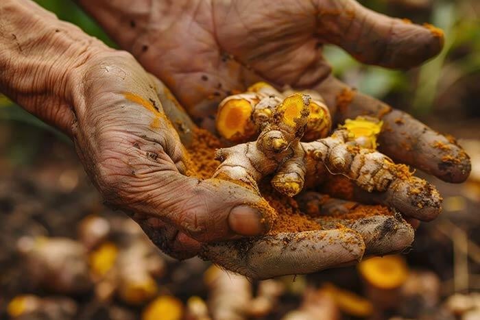 harvesting turmeric