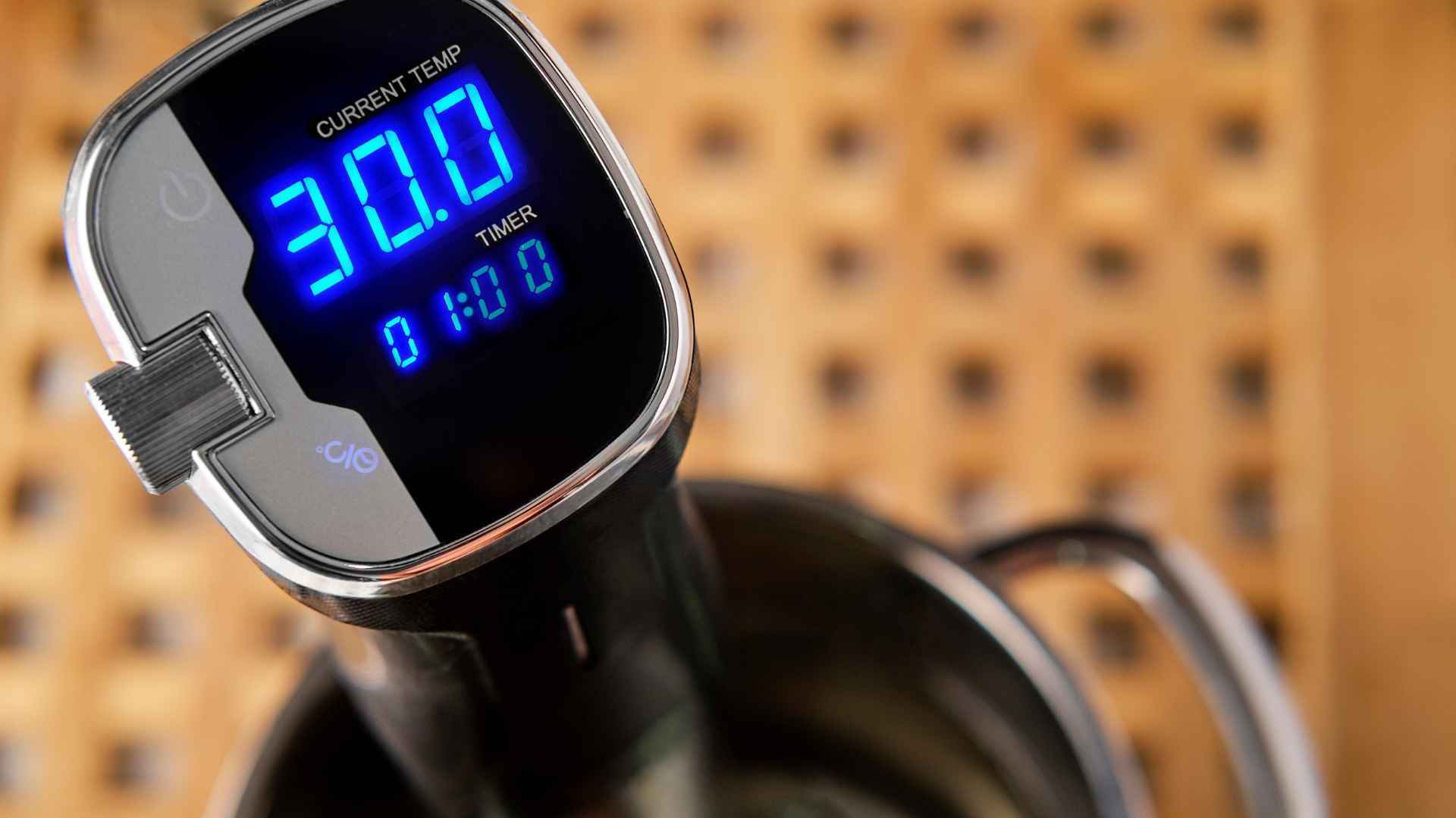 Thermometer for heating and measuring water temperature, sous vide technology
