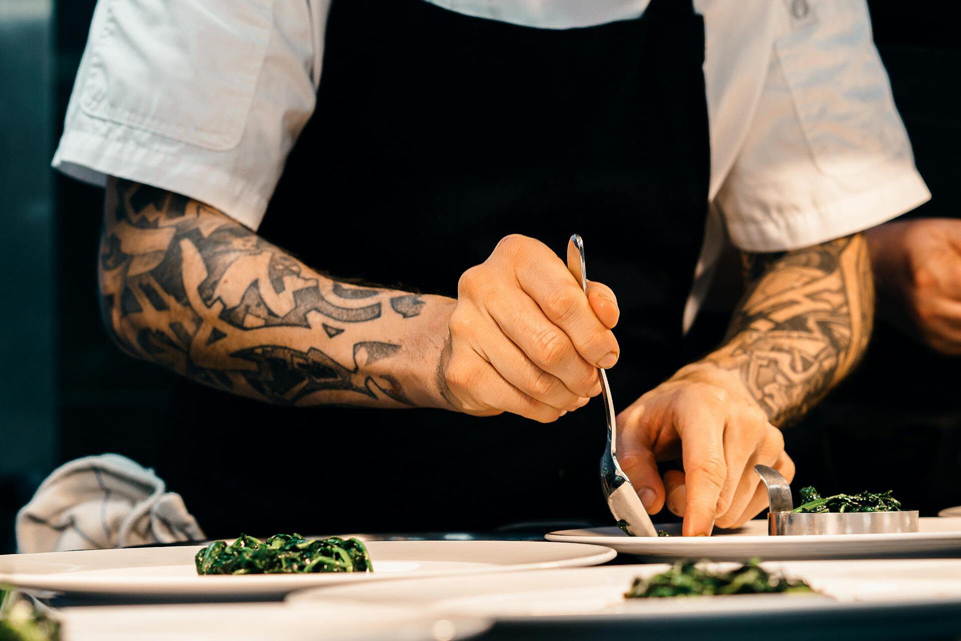 Chef plating up