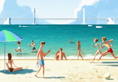 Illustration of people at the beach